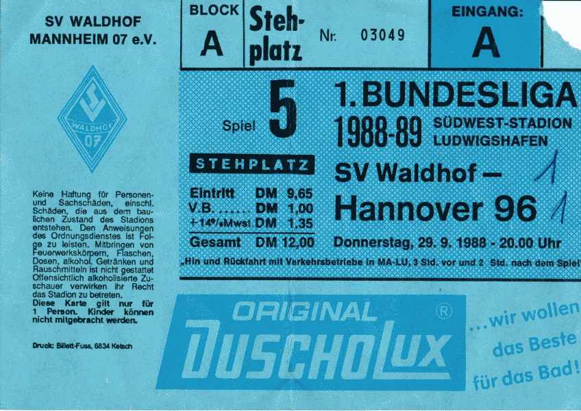 Karte Waldhof Hannover 96 29 9 1988.jpg