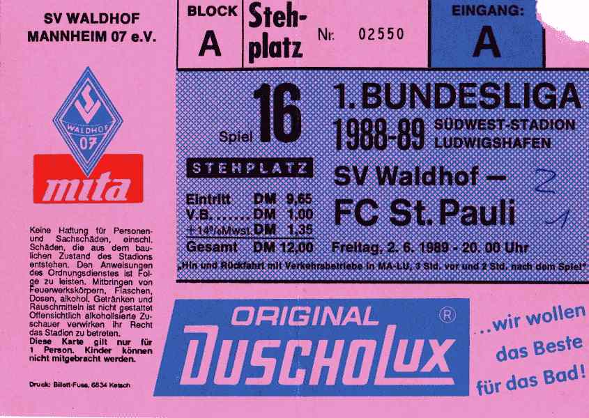 Karte Waldhof FC Pauli 2 6 1989.jpg