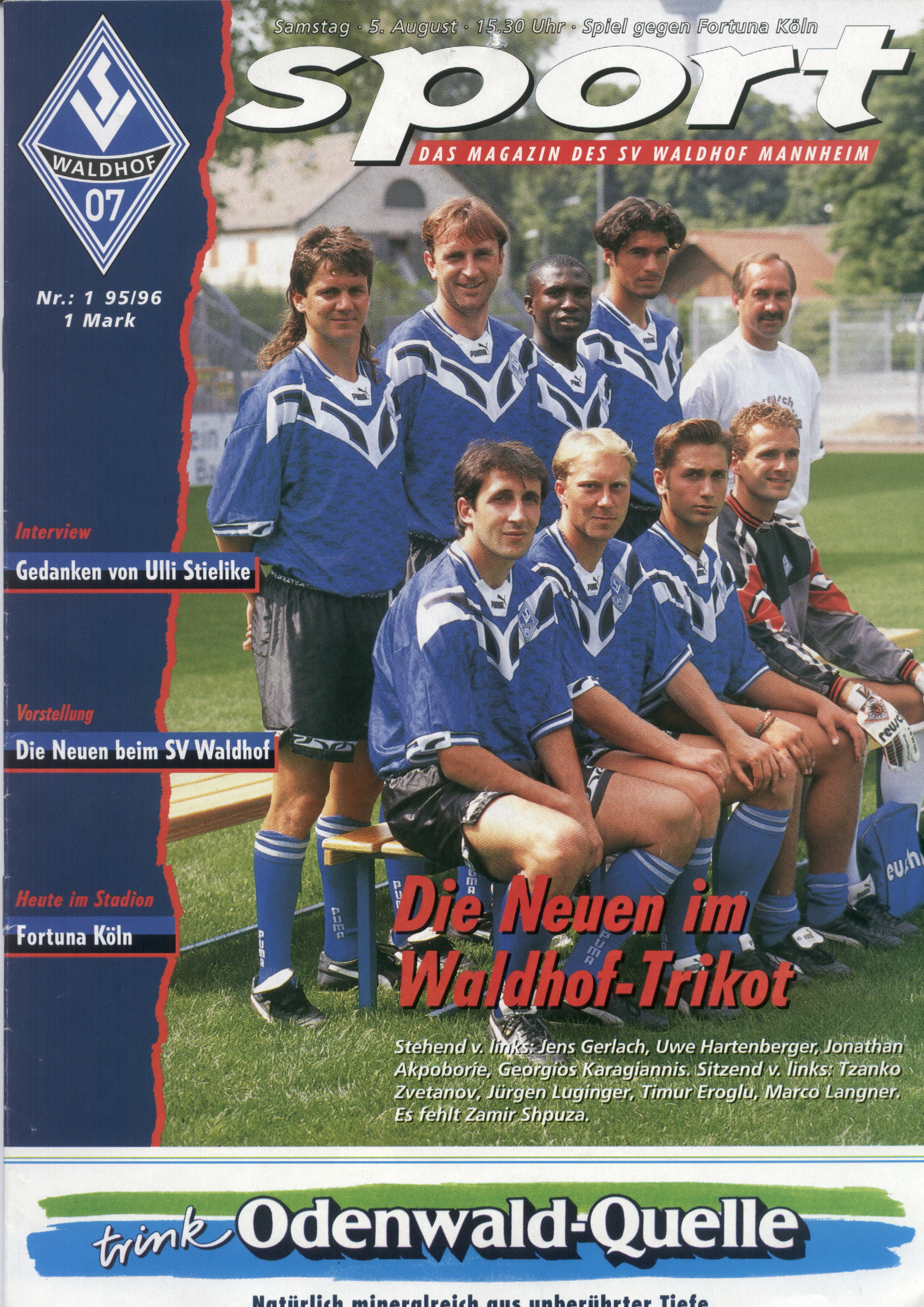 SV Waldhof Magazin Nr. 1, Saison 95-96, SV Waldhof - Fortuna Köln, Ergebnis 2 zu 0.JPG
